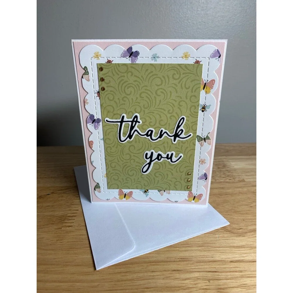 Handmade Thank You Greeting Card Blank Inside A2 – Elegant Appreciation